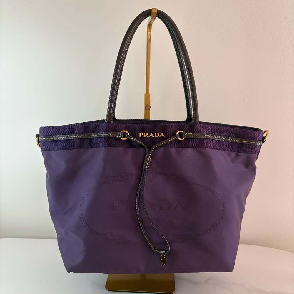 Prada Purple Re-Nylon Jacquard Tote Handbag